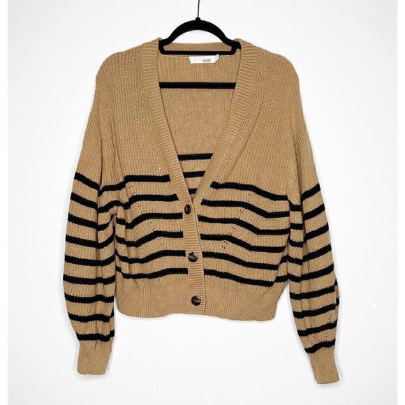 Jonathan Simkhai Clarice Striped Cardigan Sweater Black Brown Size Medium - Picture 3 of 6